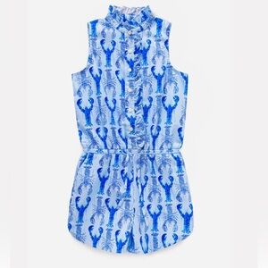 Classic Prep Girls Blue Lobster Dixie Romper Size 8